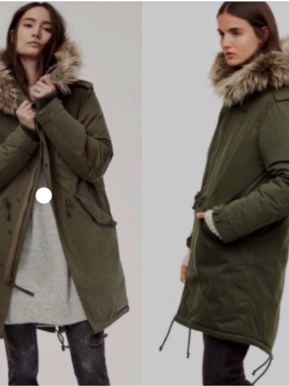 Aritzia Olive Green Fishtail Parka